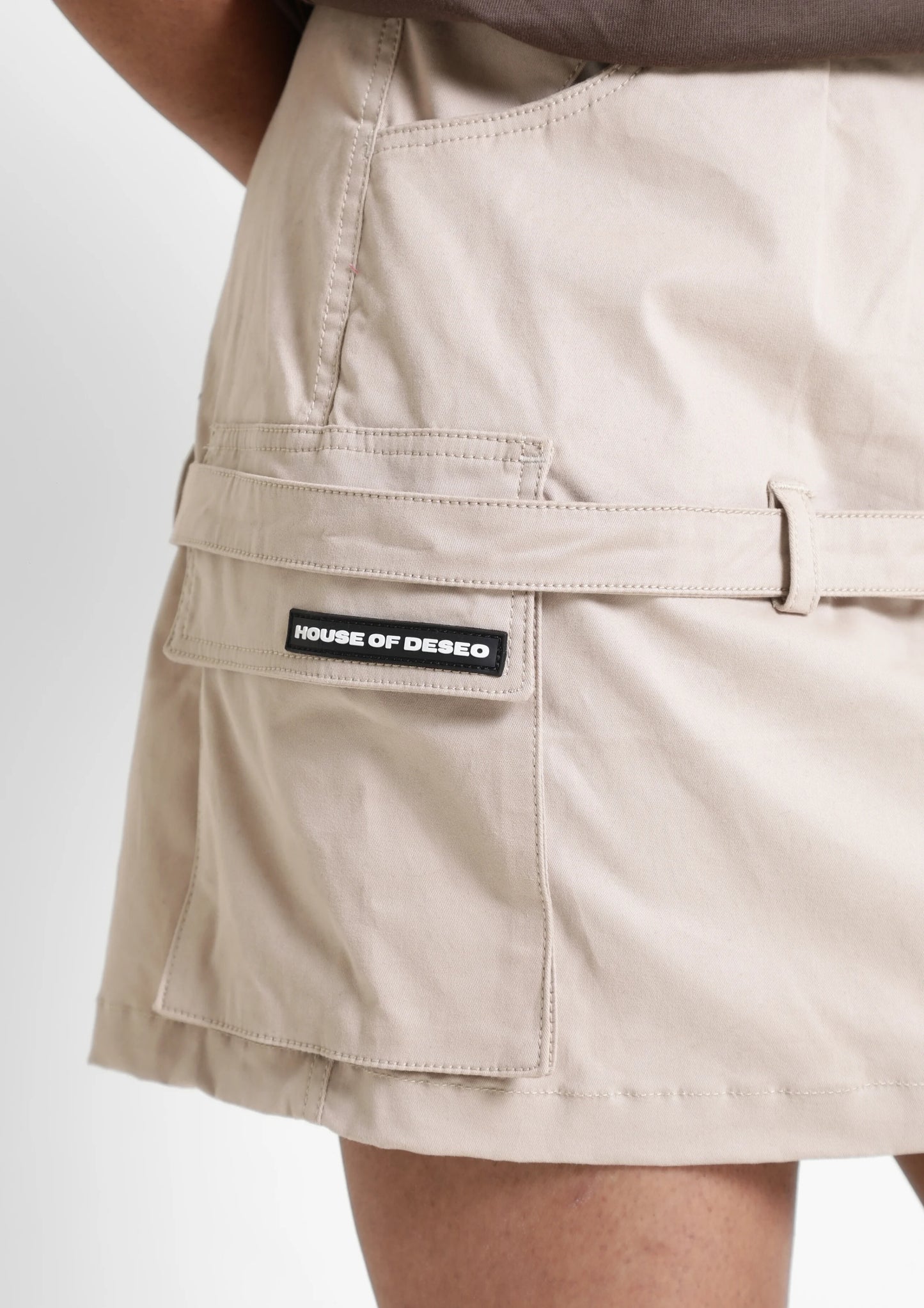 Beige Mini Cargo Skirt